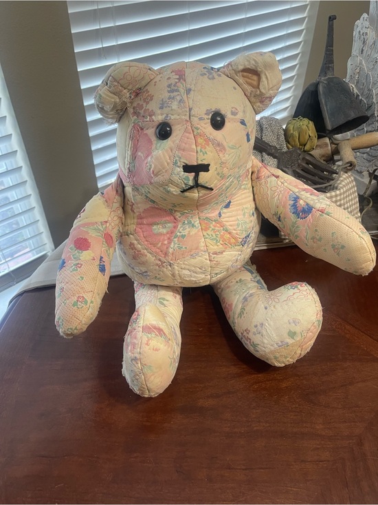 American Vintage Other - Vintage Handmade Quilt Patchwork Stuffed Bear large